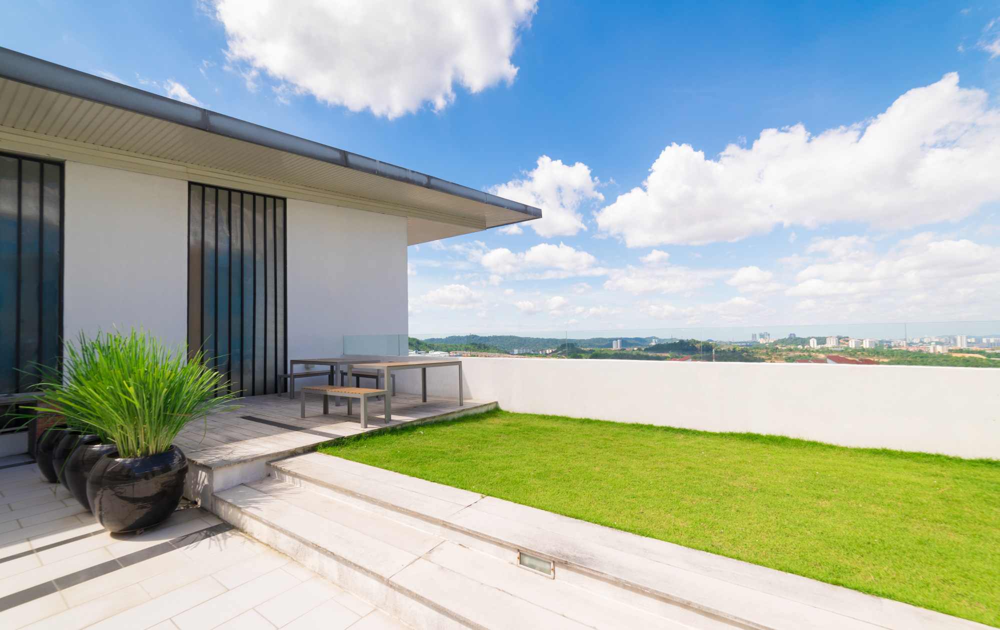 Landscaped garden and lawn